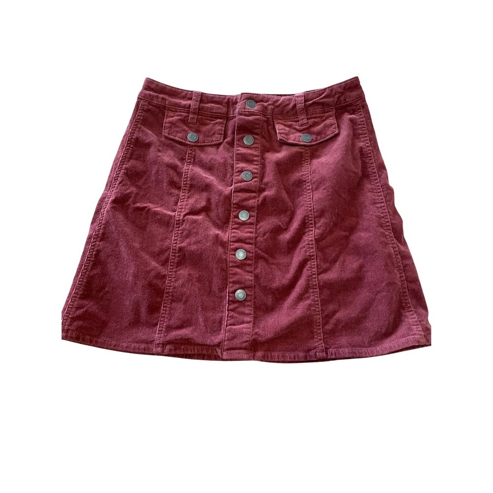 Mossimo Corduroy Mini A-Line‎ Skirt Women Size 8 Burgundy